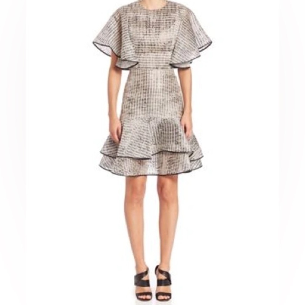 JASON WU WOODGRAIN RAFFIA ORGANZA BIAS RUFFLE DRESS “RARE RUNWAY DRESS” - Picture 5 of 15